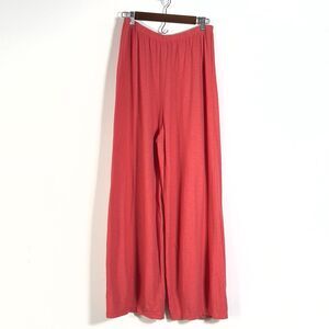 Cut Loose Pull-On Cropped Lantern Pants Sz L Coral Red Relaxed Linen Blend